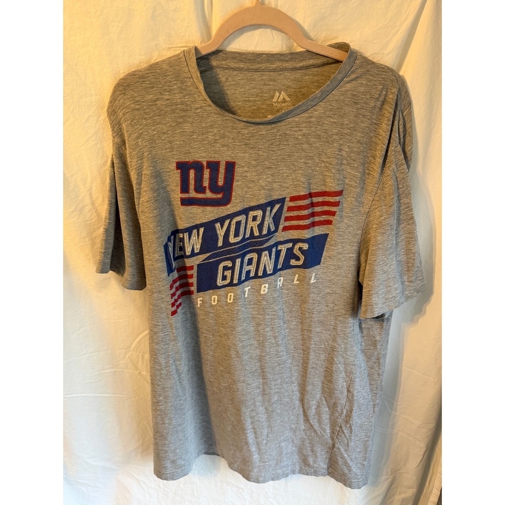 Majestic New York Giants T Shirt Mens Large Gray Short Sleeve NFL‎ Football Tee